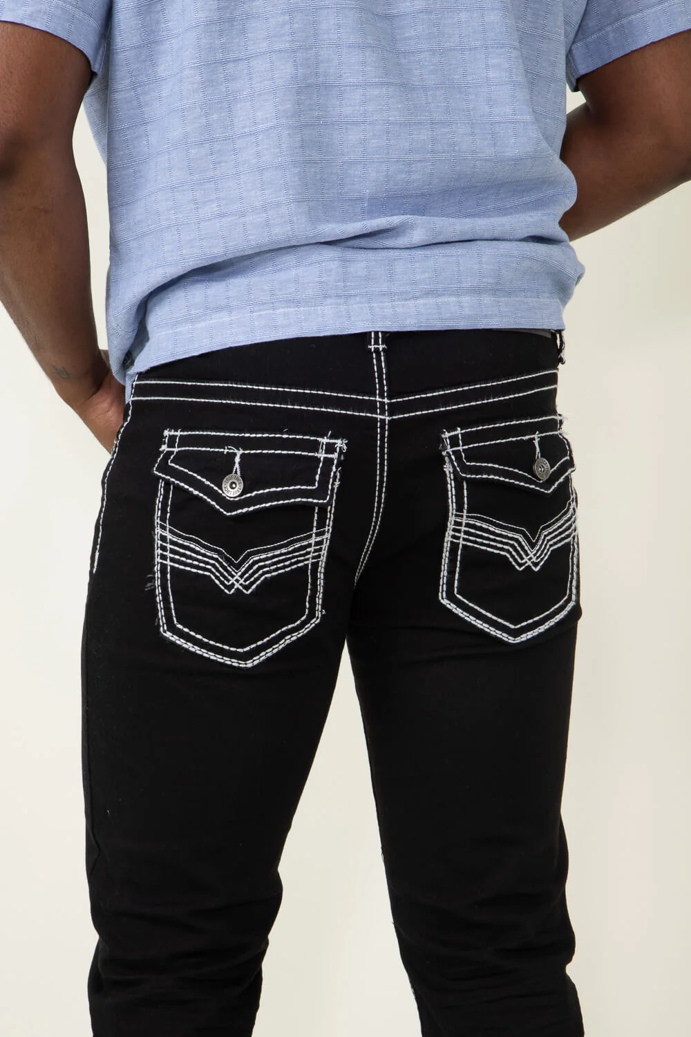 True Luck Wolf Bootcut Jeans for Men in Black | TL22031410-BLACK - Image 5