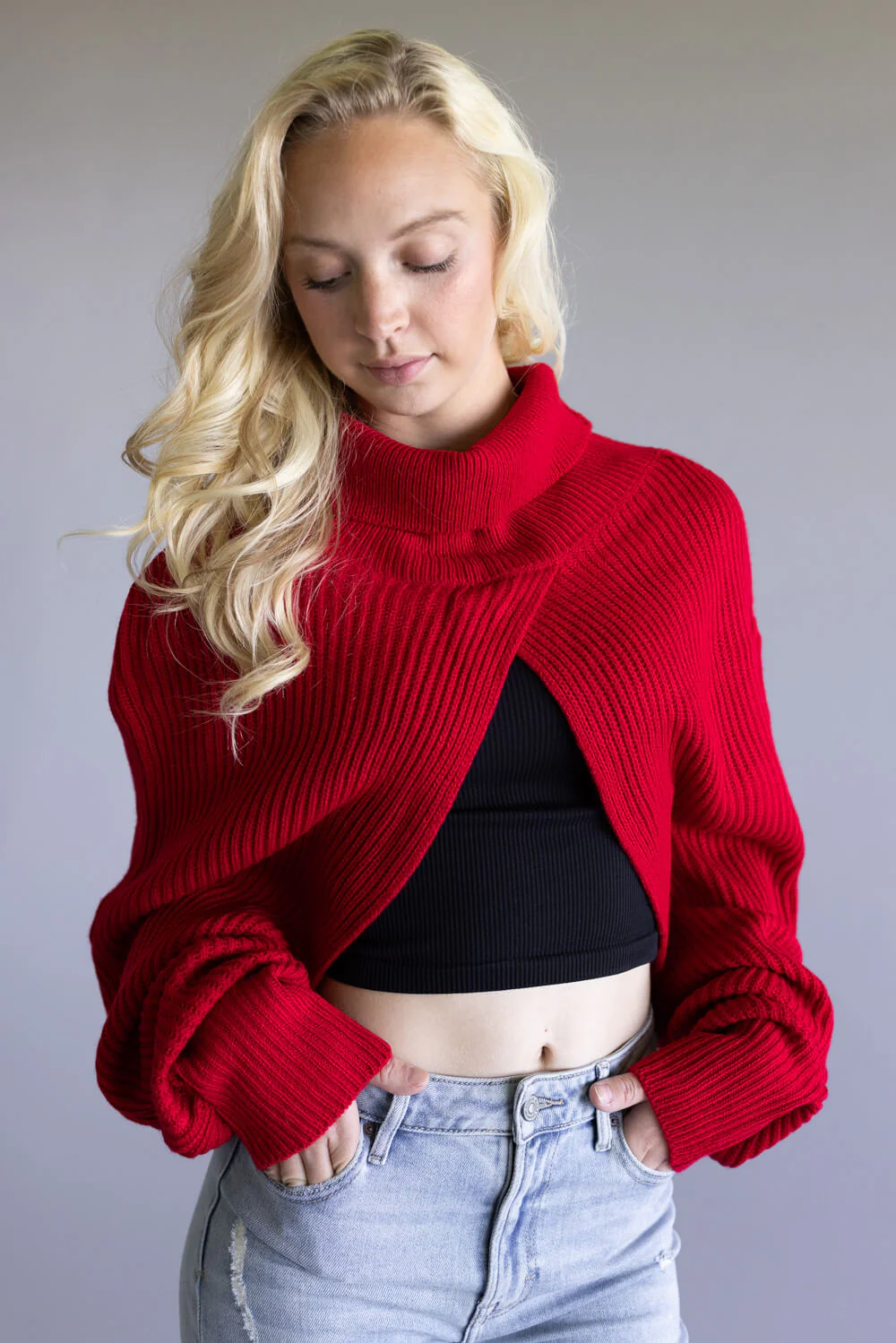 Turtleneck Shrug Bolero Sweater for Women - Image 2