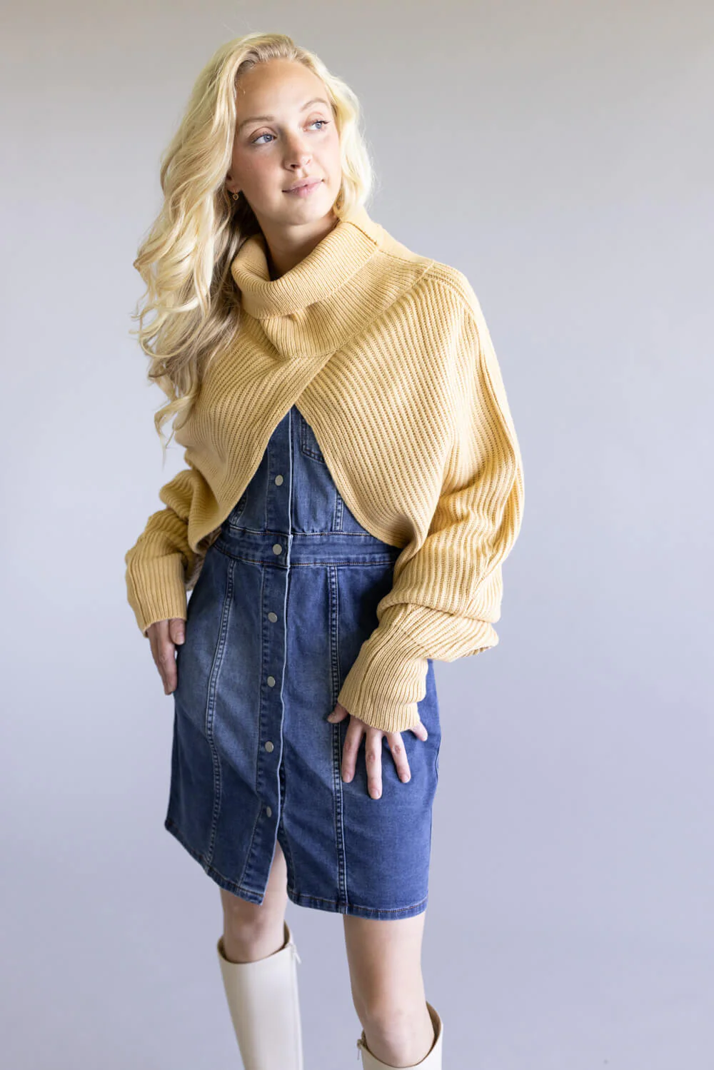 Turtleneck Shrug Bolero Sweater for Women - Image 3