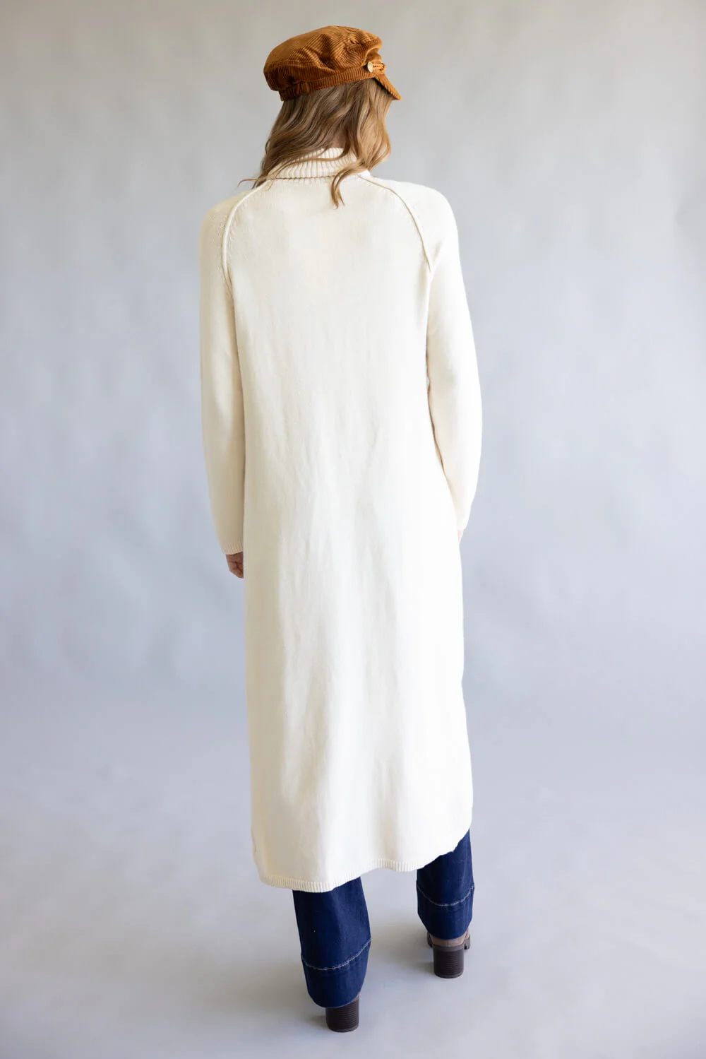 Turtleneck Tunic Sweater for Women in Ecru | MD4063-ECRU - Image 2