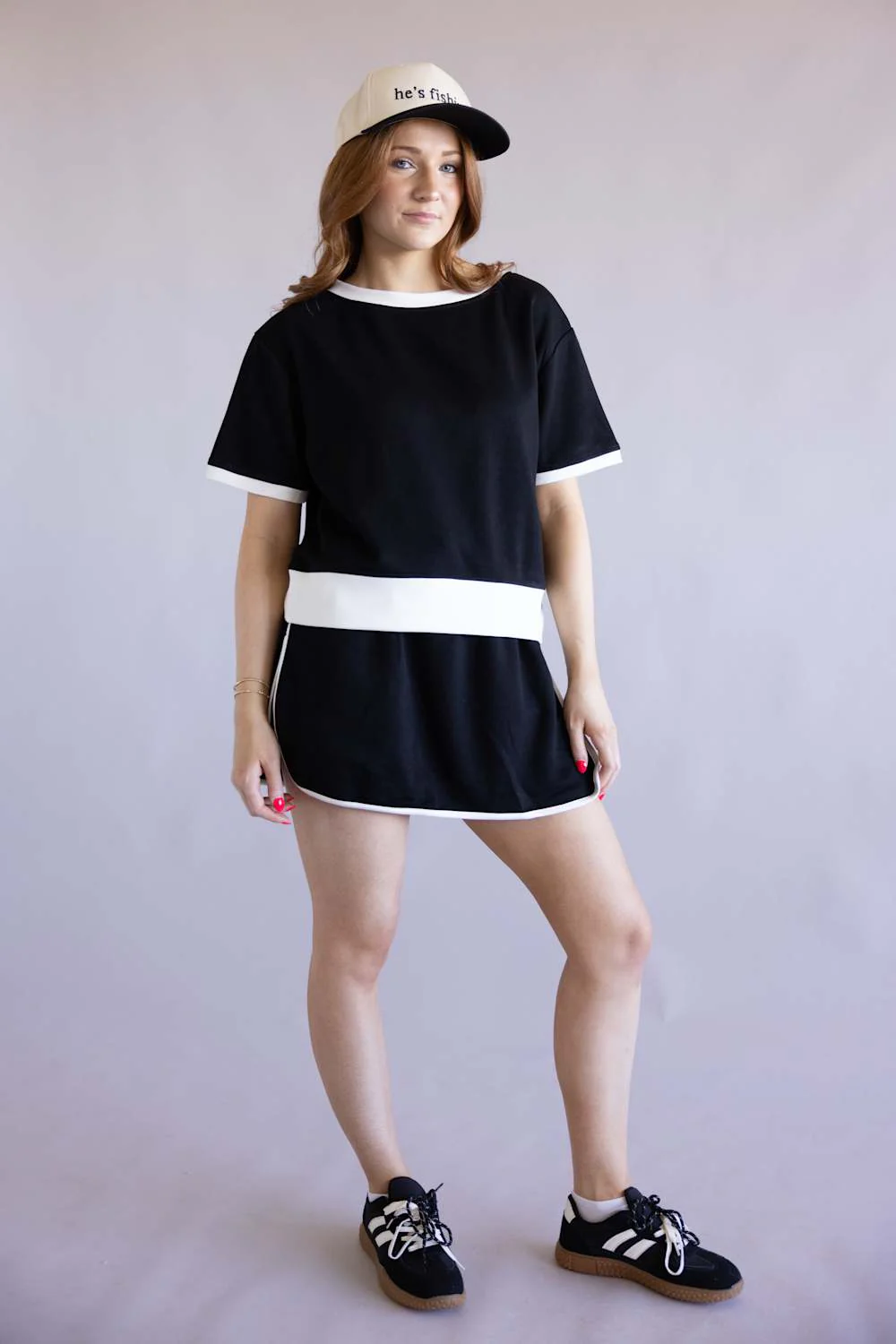 Two Piece Scuba Set for Women in Black/White | KDC-SET-350-BLK - Image 2
