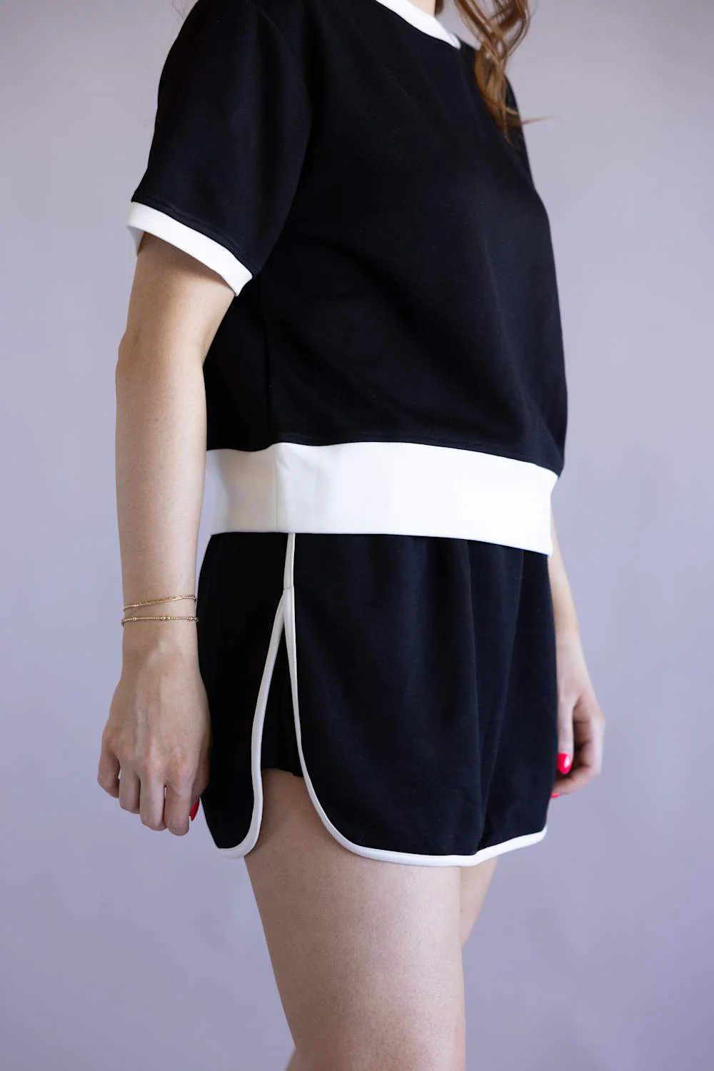 Two Piece Scuba Set for Women in Black/White | KDC-SET-350-BLK - Image 3