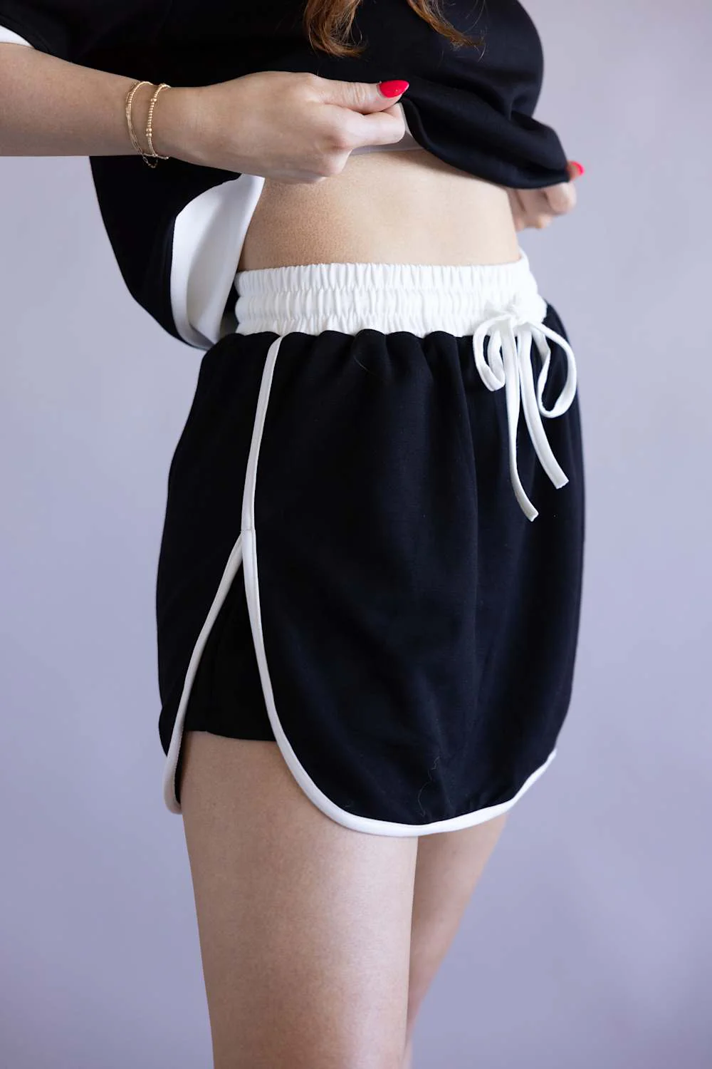 Two Piece Scuba Set for Women in Black/White | KDC-SET-350-BLK - Image 5