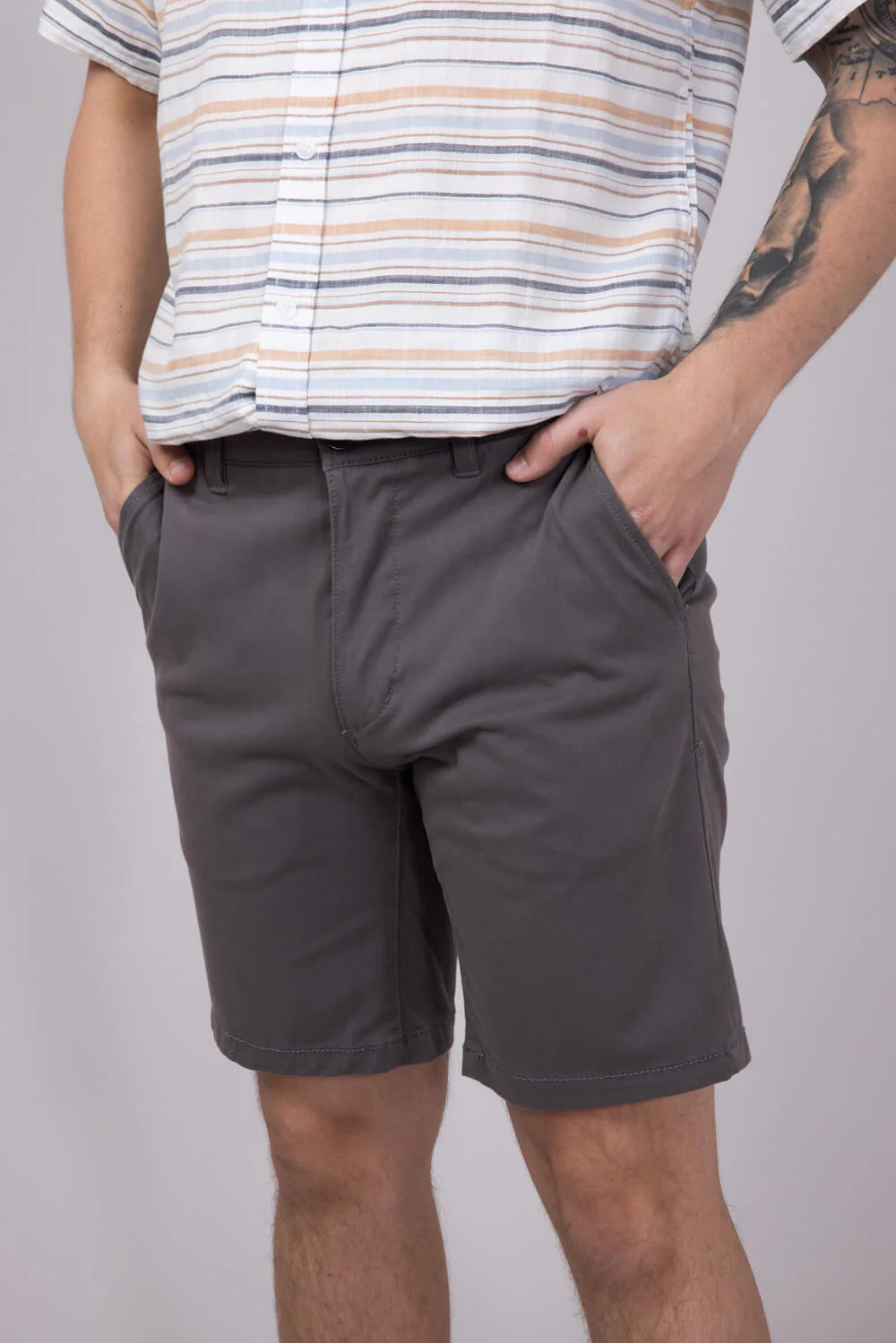 Union Comfort Chino 9” Shorts for Men in Grey | H18RFWT-GREYGOOSE - Image 3