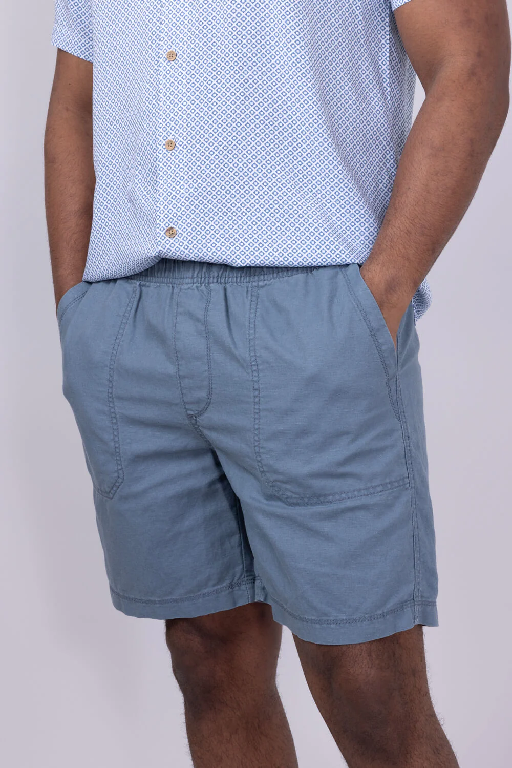 Union Cubano Pull On 7” Shorts for Men in Blue | H181T0M-GRAVITY - Image 3
