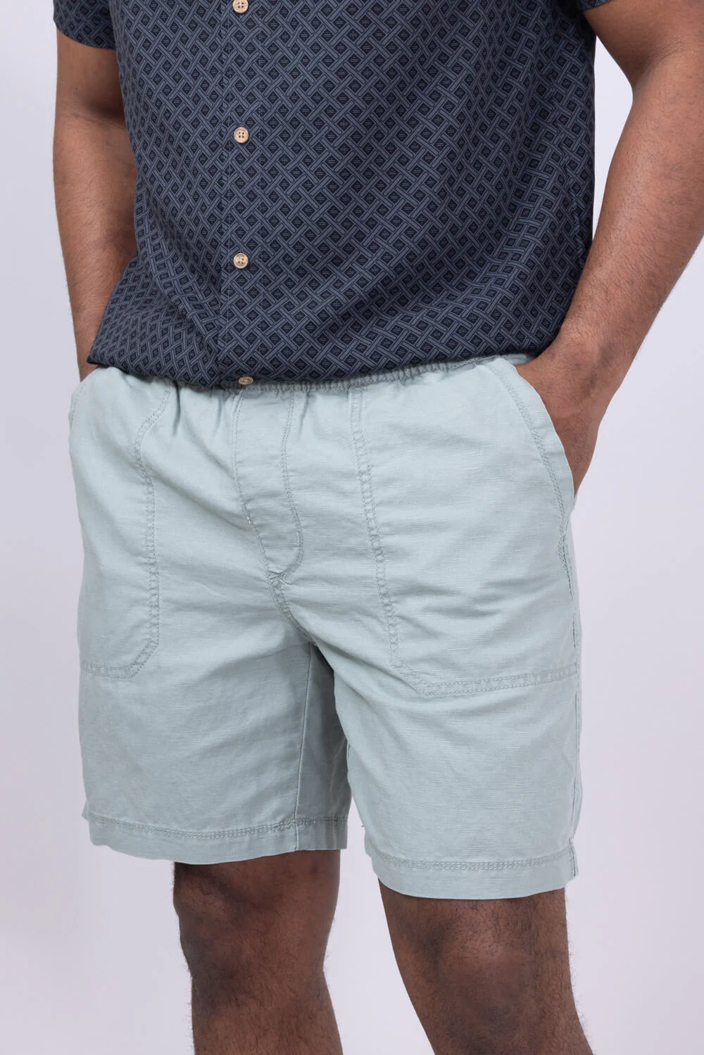 Union Cubano Pull On 7” Shorts for Men in Sage | H181T0M-SILVERSAGE - Image 3