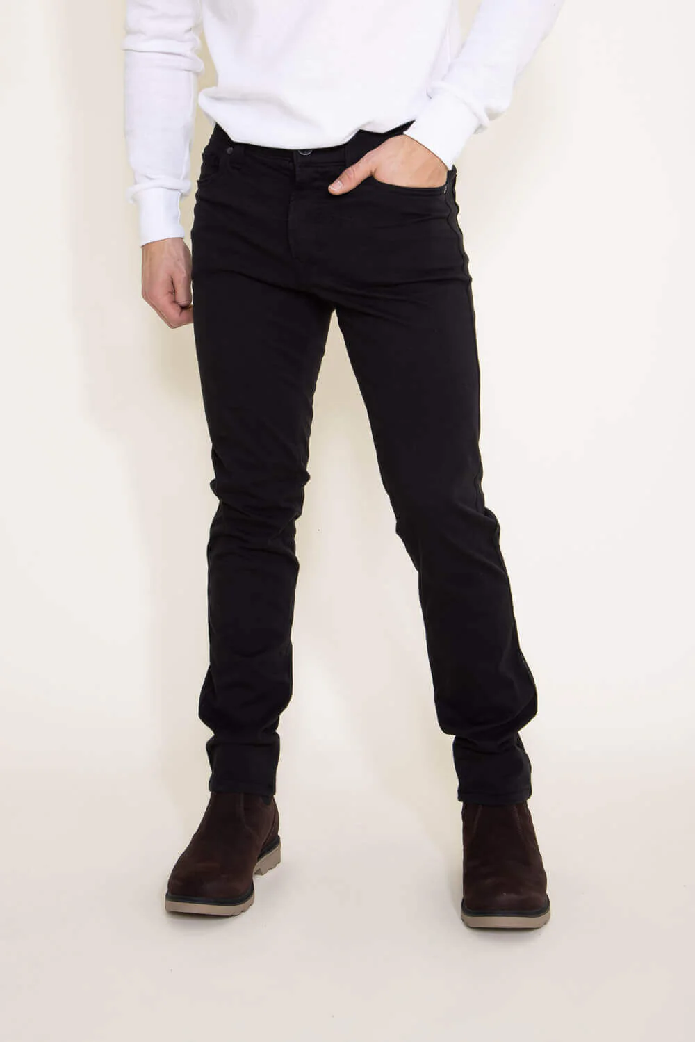 Union Five Pocket Comfort Twill Pants for Men in Black | H3538WT-001H-BLK - Image 4