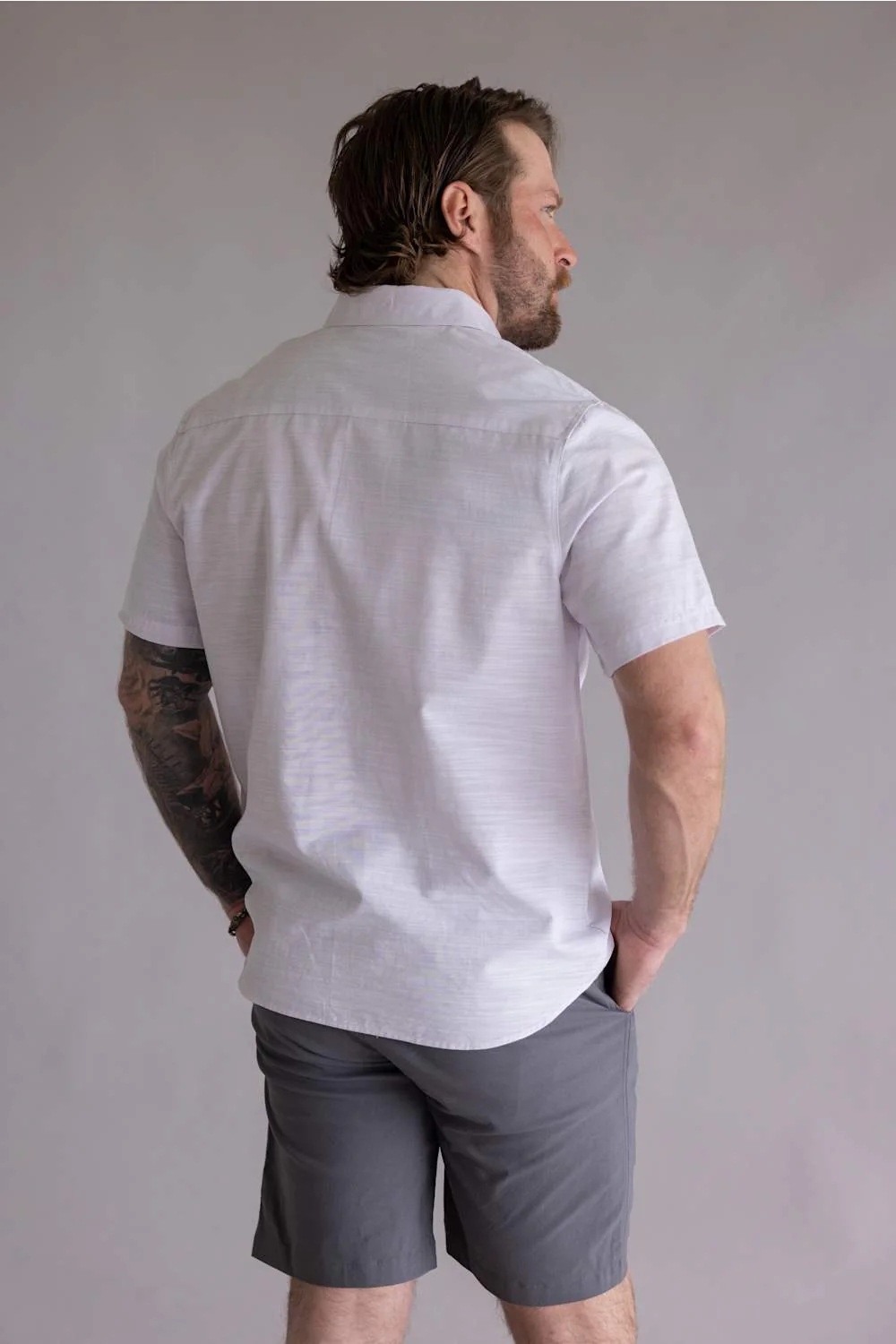 Union Lennox Slub Cotton Button Up Shirt for Men in Thistle | H133504-THISTLE - Image 3