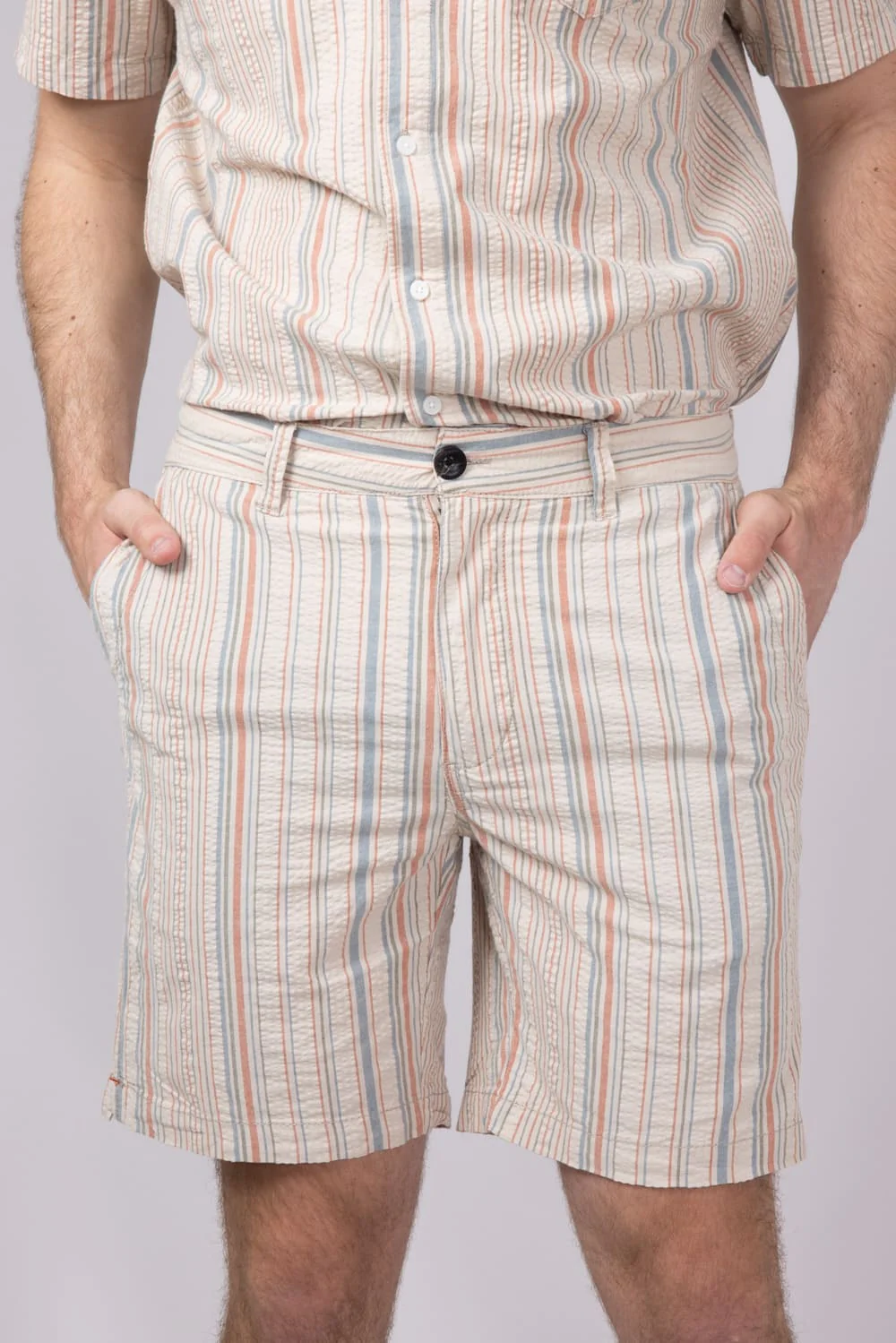 Union Paloma Seersucker 8” Shorts for Men in Cream | H181X2T-SWEETPOTATO - Image 3