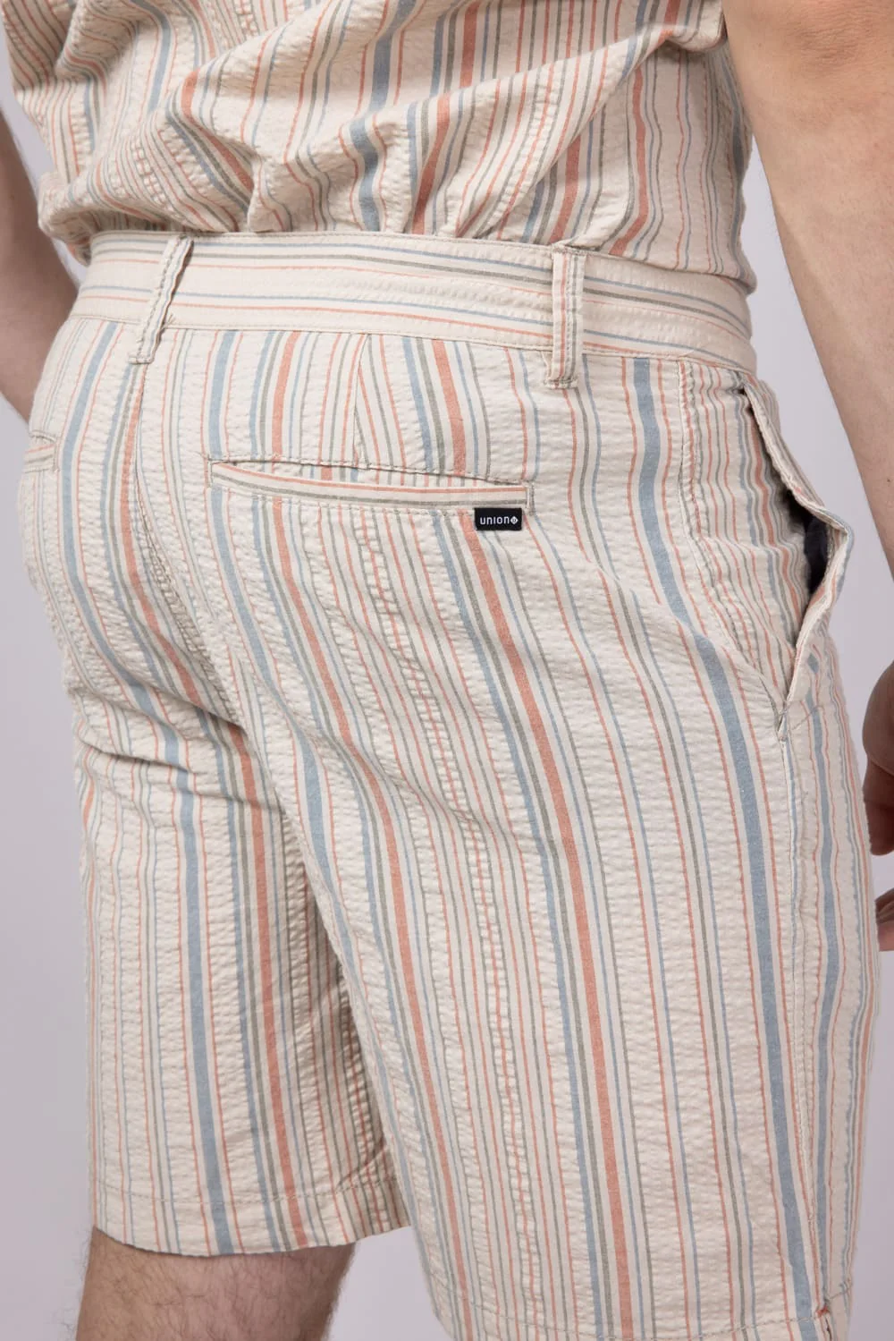 Union Paloma Seersucker 8” Shorts for Men in Cream | H181X2T-SWEETPOTATO - Image 4
