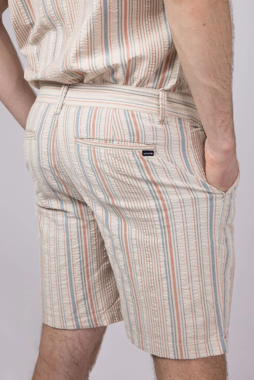 Union Paloma Seersucker 8” Shorts for Men in Cream | H181X2T-SWEETPOTATO - Image 5