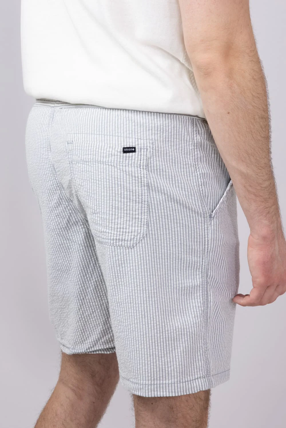 Union Paloma Seersucker 8” Shorts for Men in White | H181K2T-WHITE - Image 5
