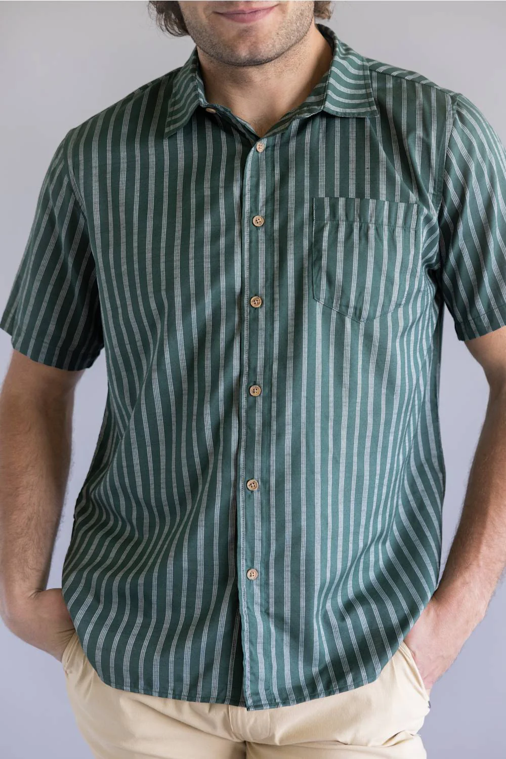 Union Venice Printed Rayon Button Up Shirt for Men in Eucalyptus | H13B0M7-EUCALYPTUS - Image 2