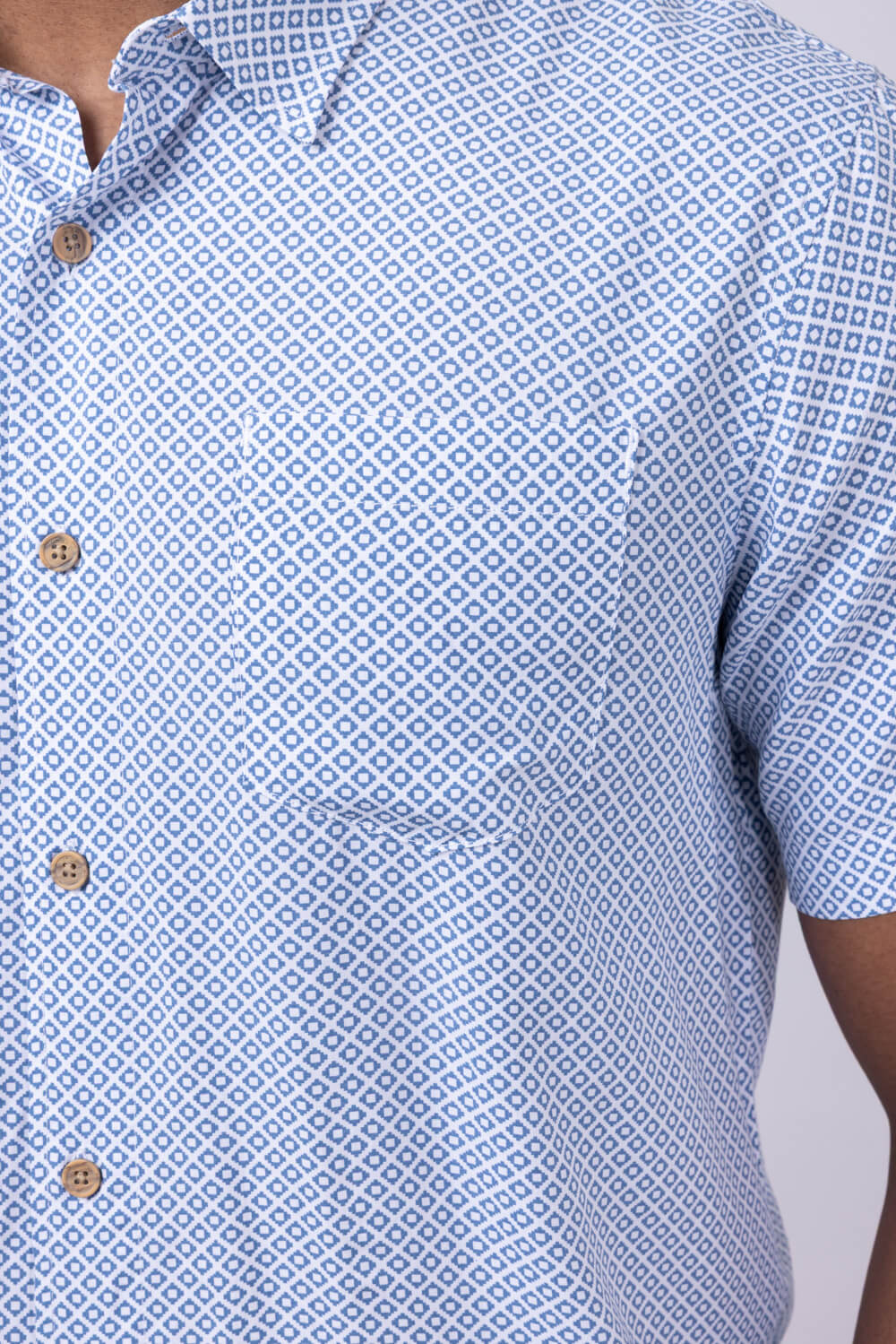 Union Venice Printed Rayon Button Up Shirt for Men in Blue | H13189U-BLUEBEACH - Image 3