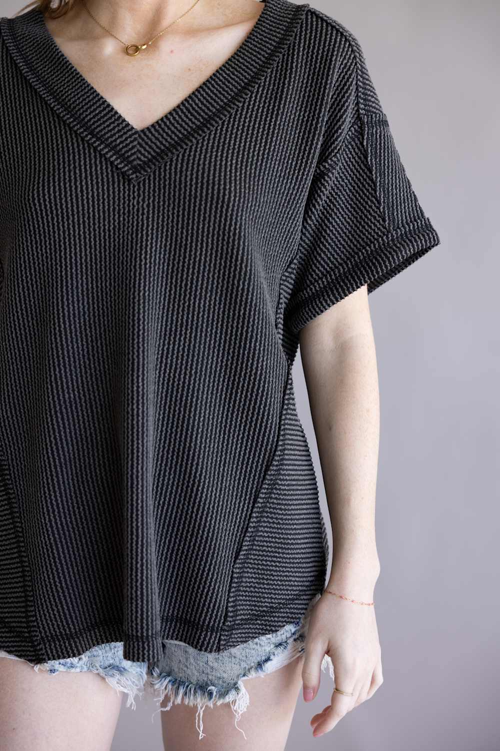 Urban Rib Top for Women in Charcoal | NT12075-CHARCOAL - Image 2