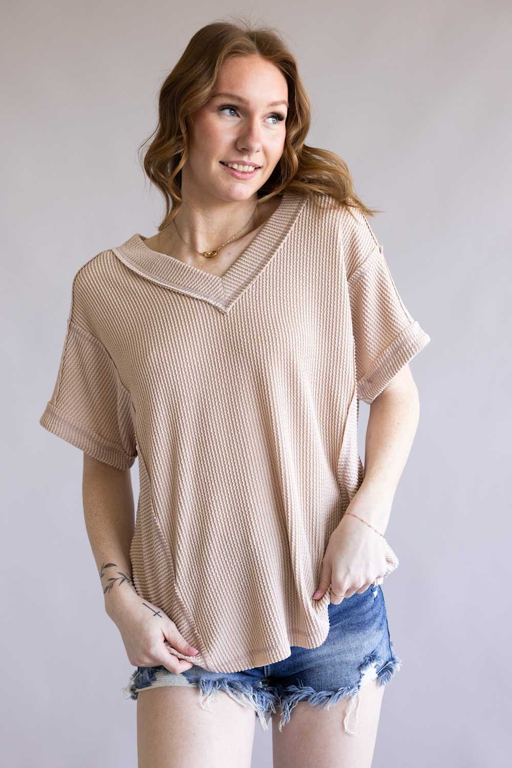 Urban Rib Top for Women in Oat | NT12075-OAT - Image 3