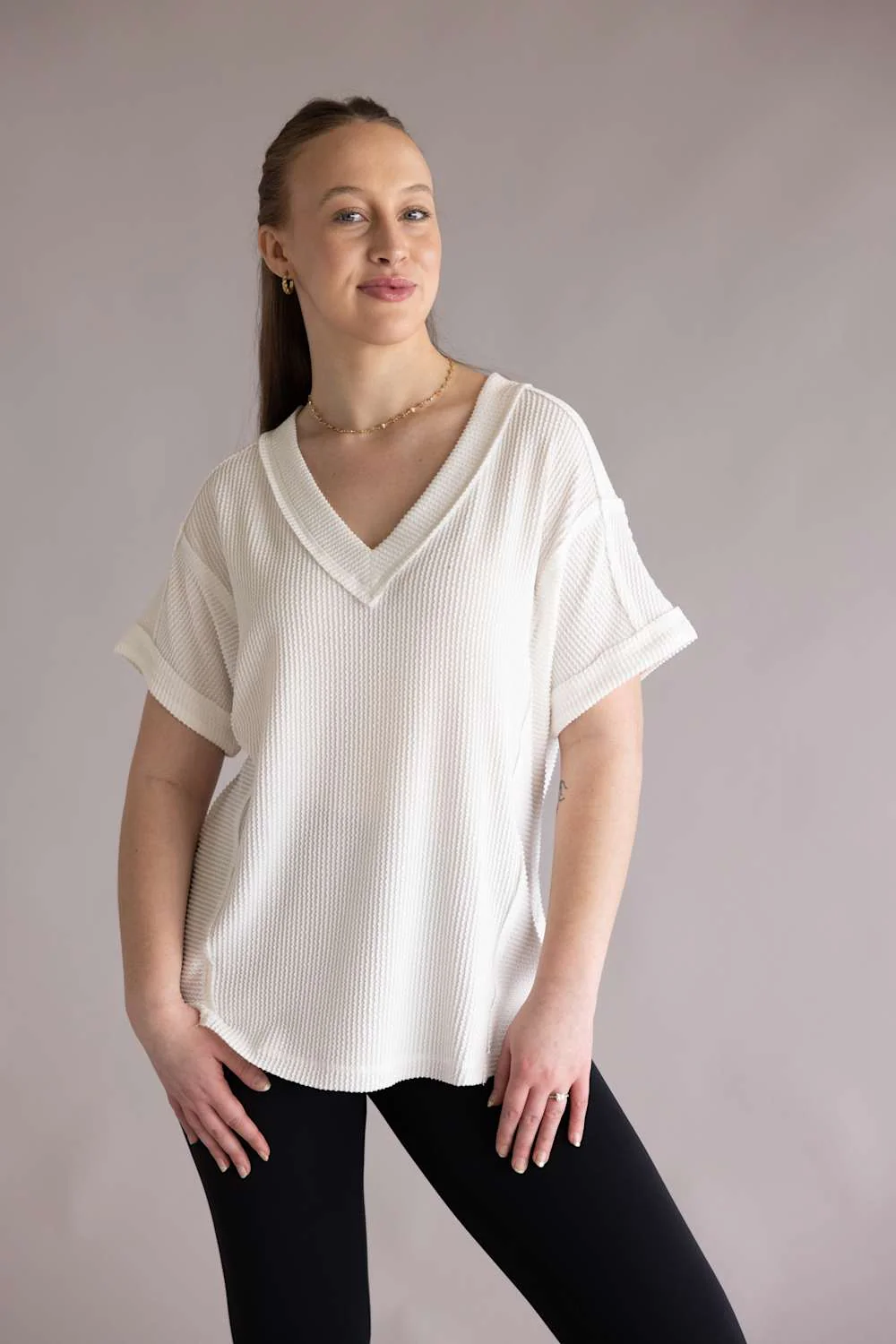 Urban Rib Top for Women in Off White | NT12075-OFFWHITE - Image 4