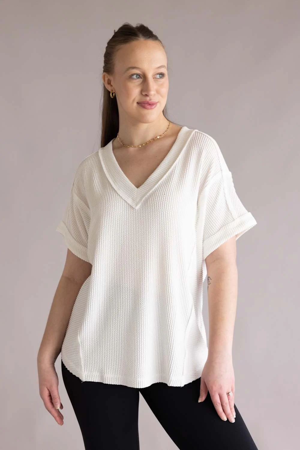 Urban Rib Top for Women in Off White | NT12075-OFFWHITE - Image 5