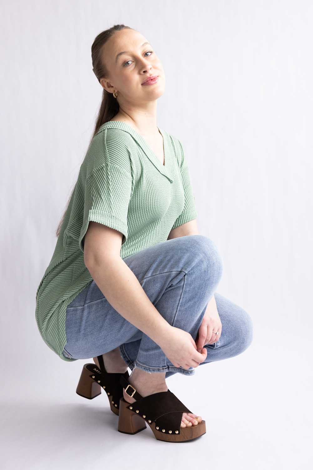 Urban Rib Top for Women in Sage | NT12075-SAGE - Image 2