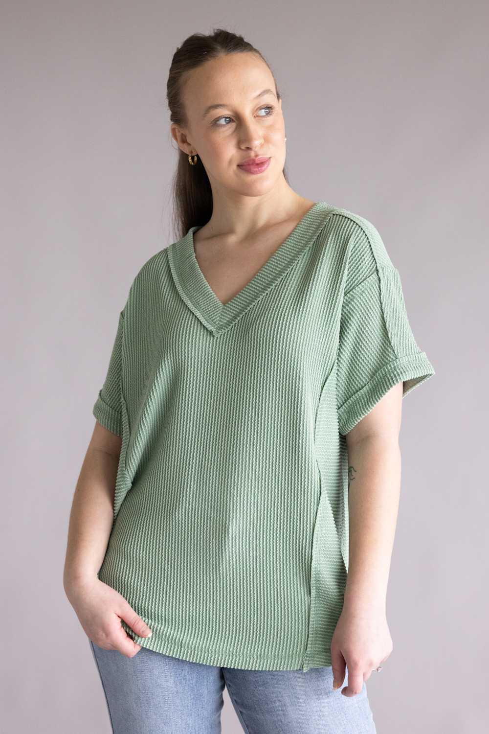 Urban Rib Top for Women in Sage | NT12075-SAGE - Image 4