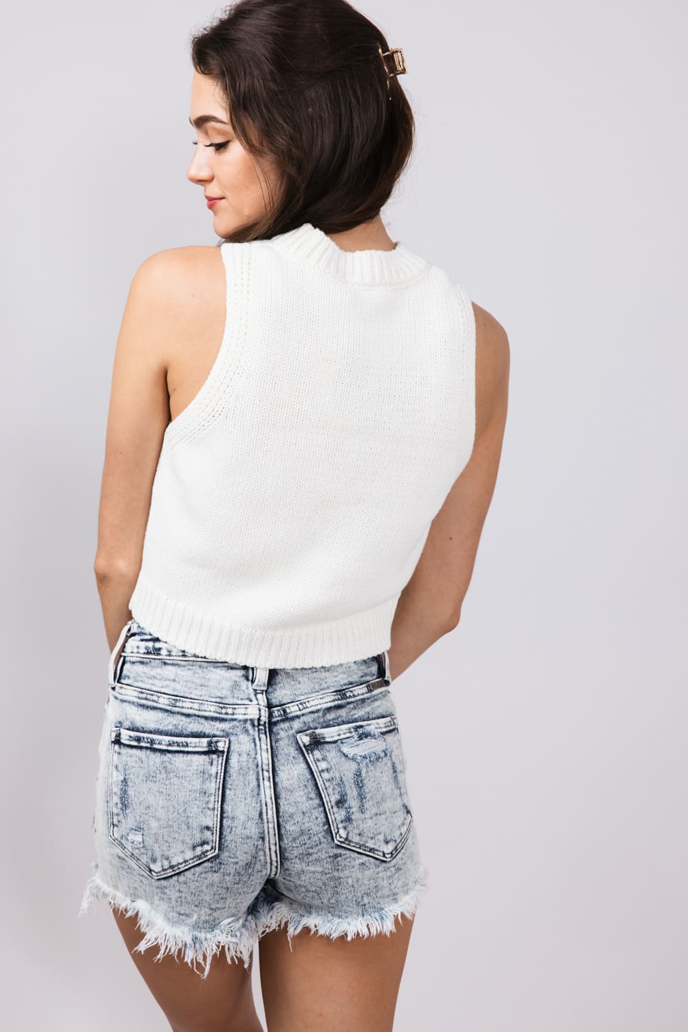 USA Knit Tank Top for Women in White | MWT6198-4-WHITE - Image 3
