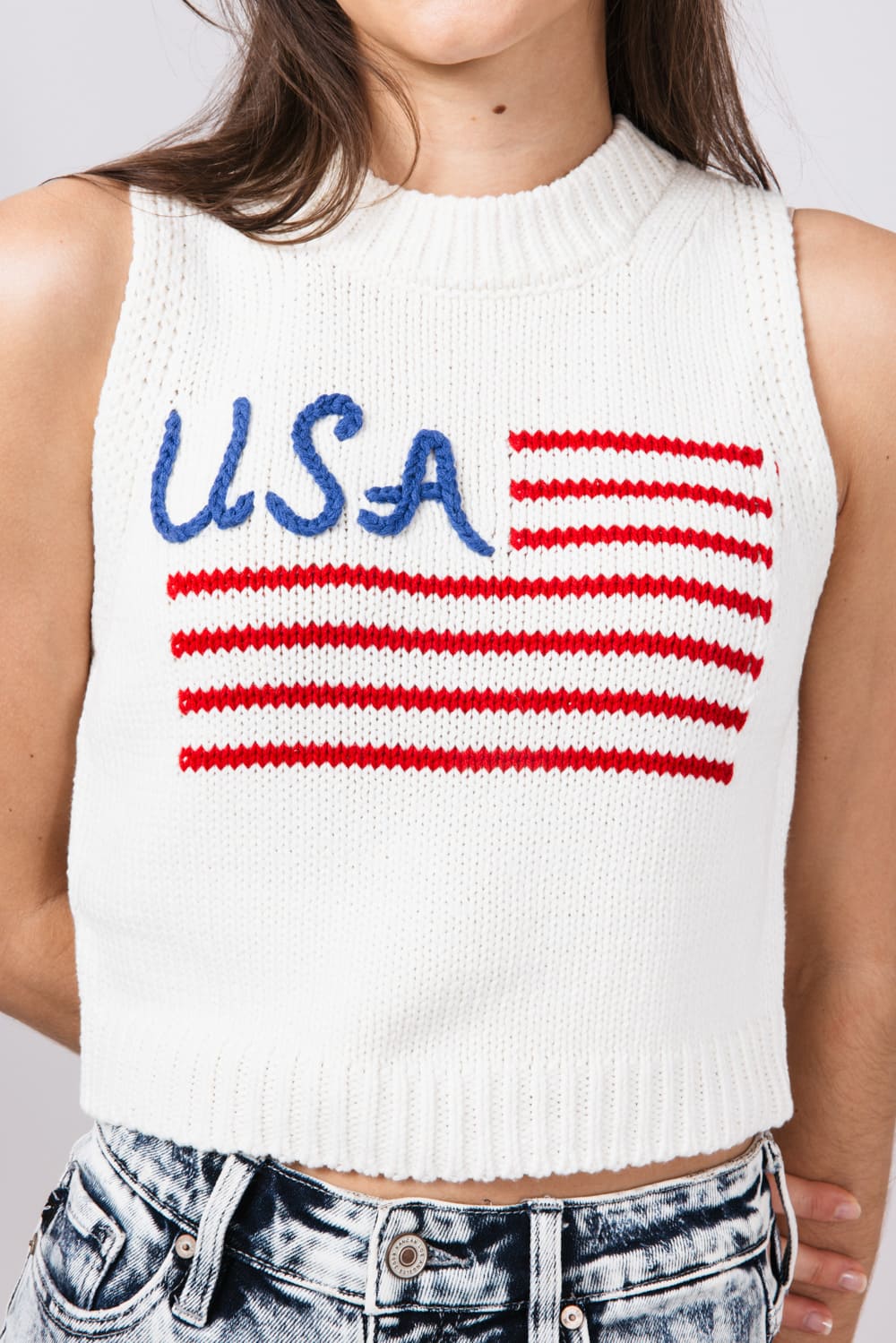 USA Knit Tank Top for Women in White | MWT6198-4-WHITE - Image 5