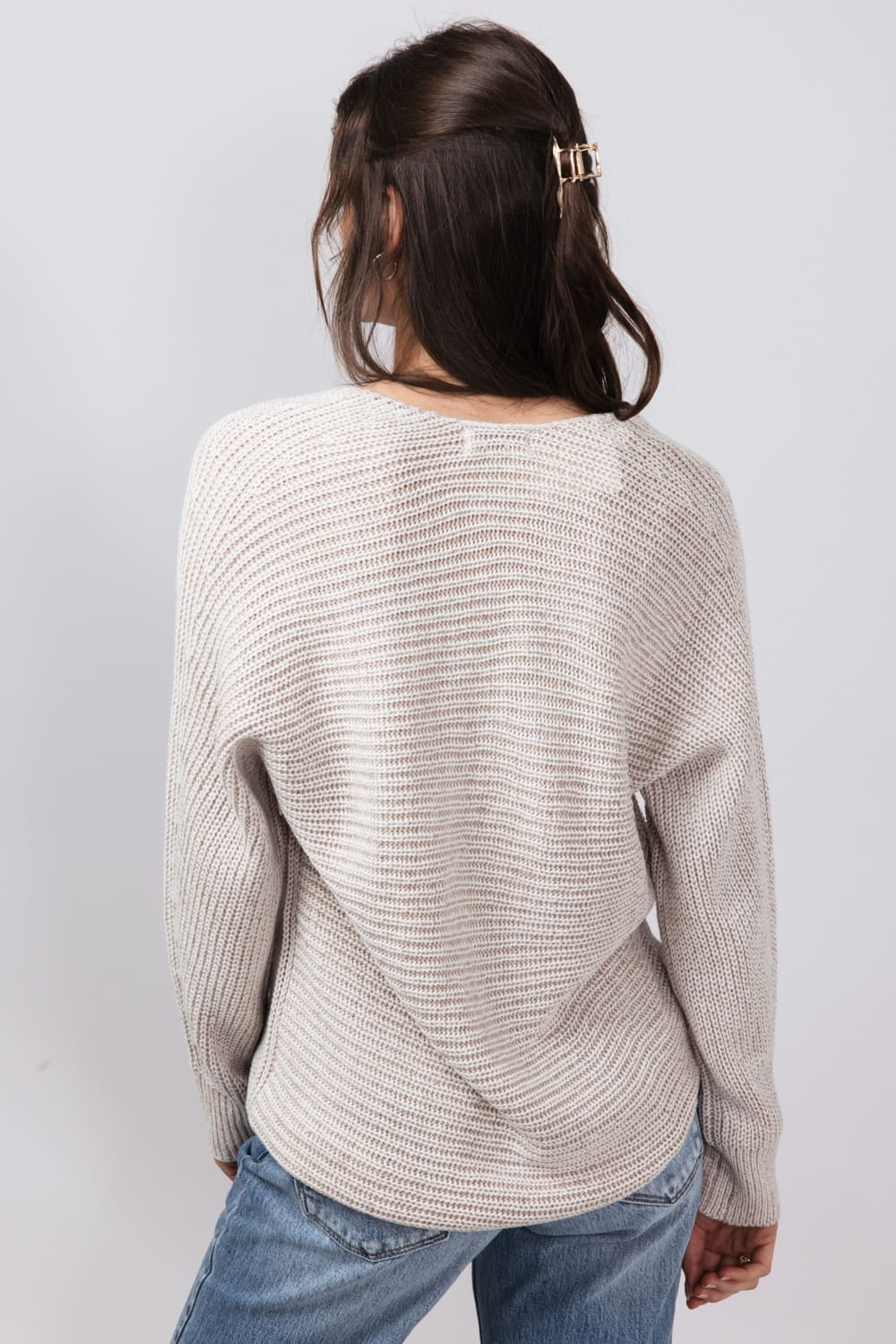 V Neck Sweater for Women in Dark Beige | 64379-DKBEIGE - Image 3