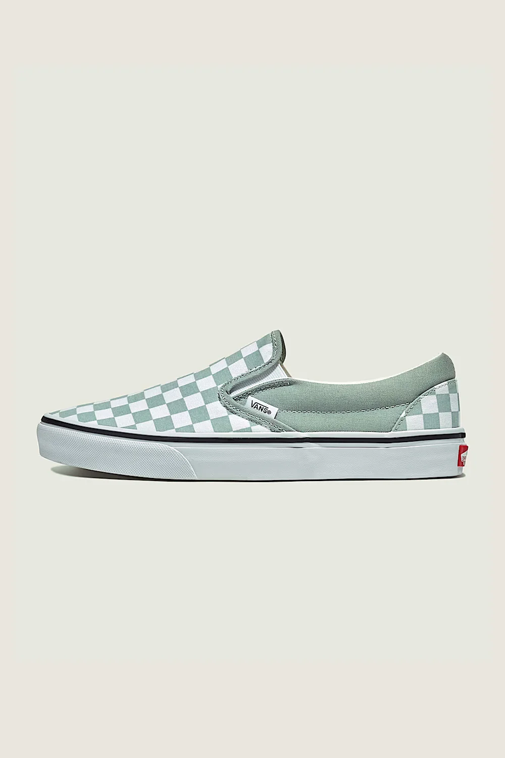 Vans Classic Slip-On Checkboard Shoes for Women in Grey Olive | VN000D6YEMW - Image 2