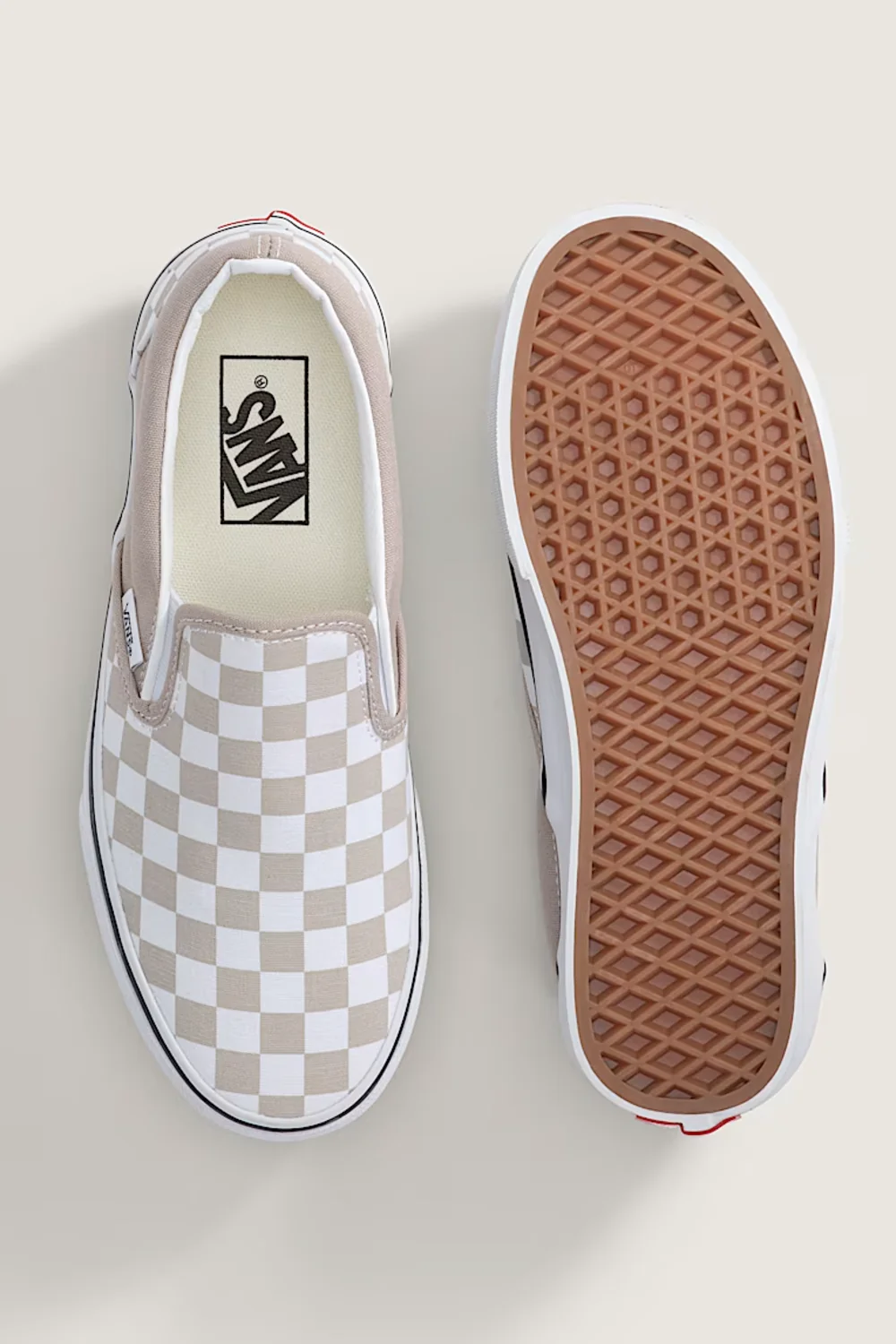 Vans Classic Slip-On Checkboard Shoes for Women in Mushroom | VN000D6YH2B - Image 2