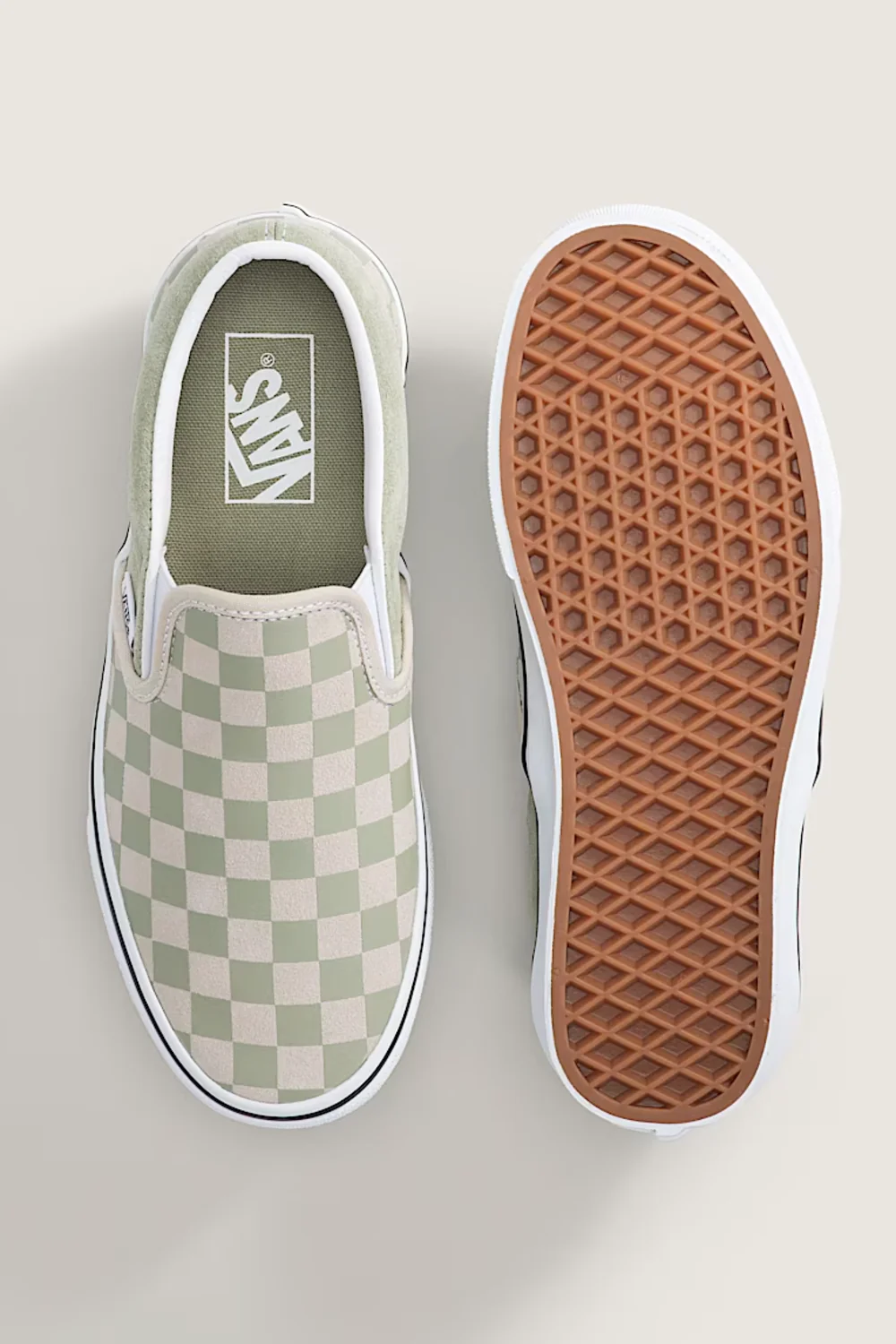 Vans Classic Slip-On Checkboard Shoes for Women in Soft Sage | VN000D6YFSG - Image 2