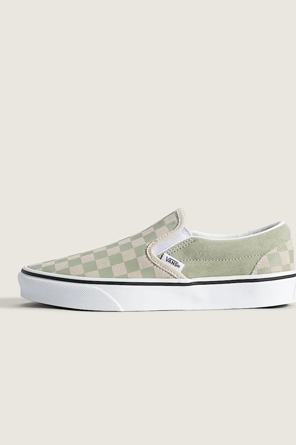 Vans Classic Slip-On Checkboard Shoes for Women in Soft Sage | VN000D6YFSG - Image 3