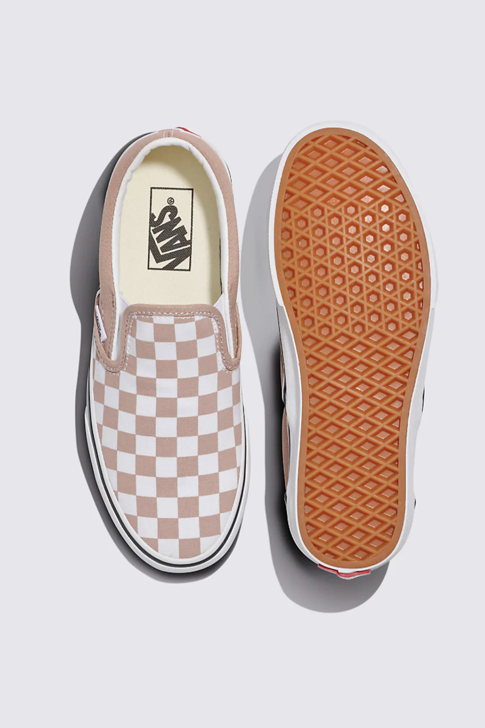 Vans Classic Slip-On Checkboard Shoes for Women in Warm Taupe | VN000D6YE2V1 - Image 3