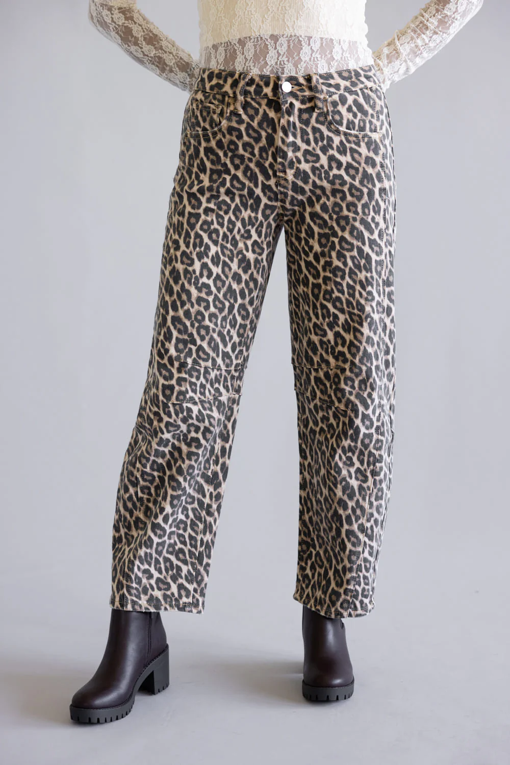 Vervet Leopard High Rise Barrel Jeans for Women in Leopard | V3697LPD - Image 4