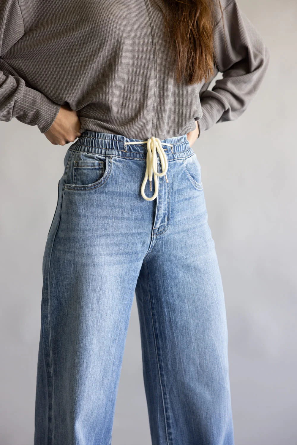 Vervet High-Rise Drawstring Wide Leg Jeans for Women | T7016 - Image 2
