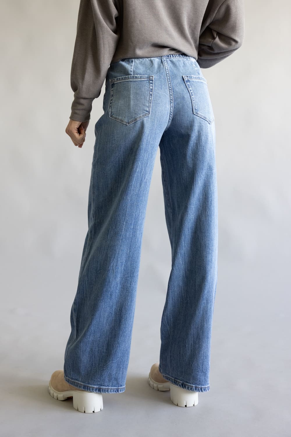 Vervet High-Rise Drawstring Wide Leg Jeans for Women | T7016 - Image 4