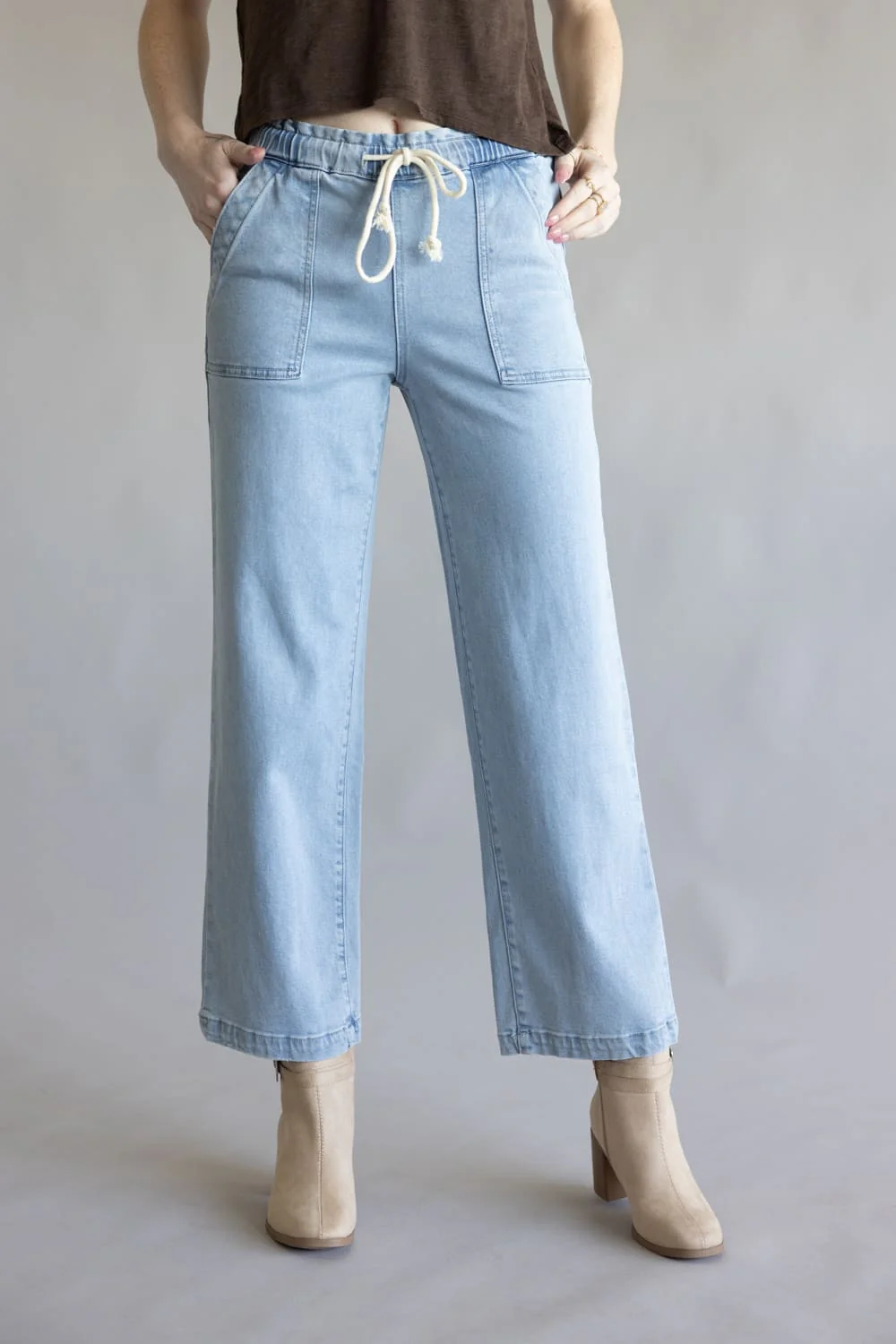 Vervet High-Rise Elastic Waistband Wide Leg Jeans for Women | LV1911 - Image 3