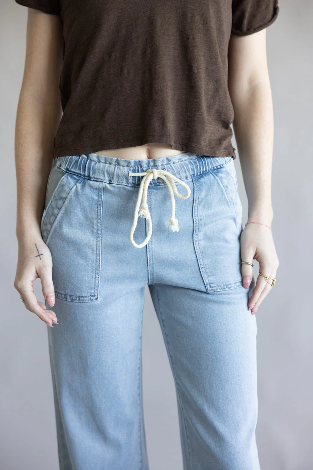 Vervet High-Rise Elastic Waistband Wide Leg Jeans for Women | LV1911 - Image 7