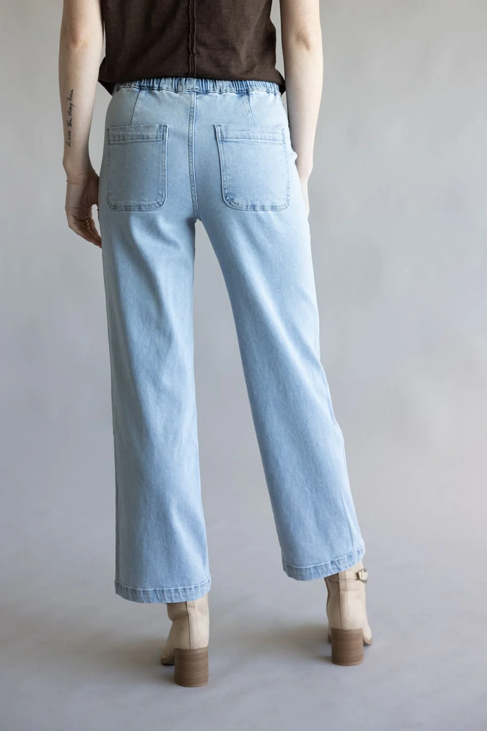 Vervet High-Rise Elastic Waistband Wide Leg Jeans for Women | LV1911 - Image 8