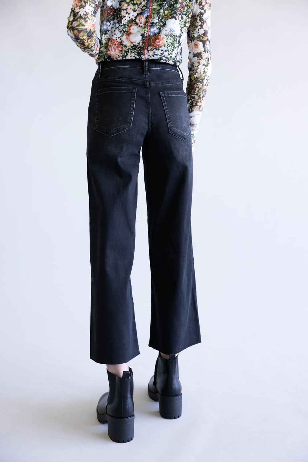 Vervet Super Soft High Rise Wide Crop Black Jeans for Women | V3634BK - Image 5