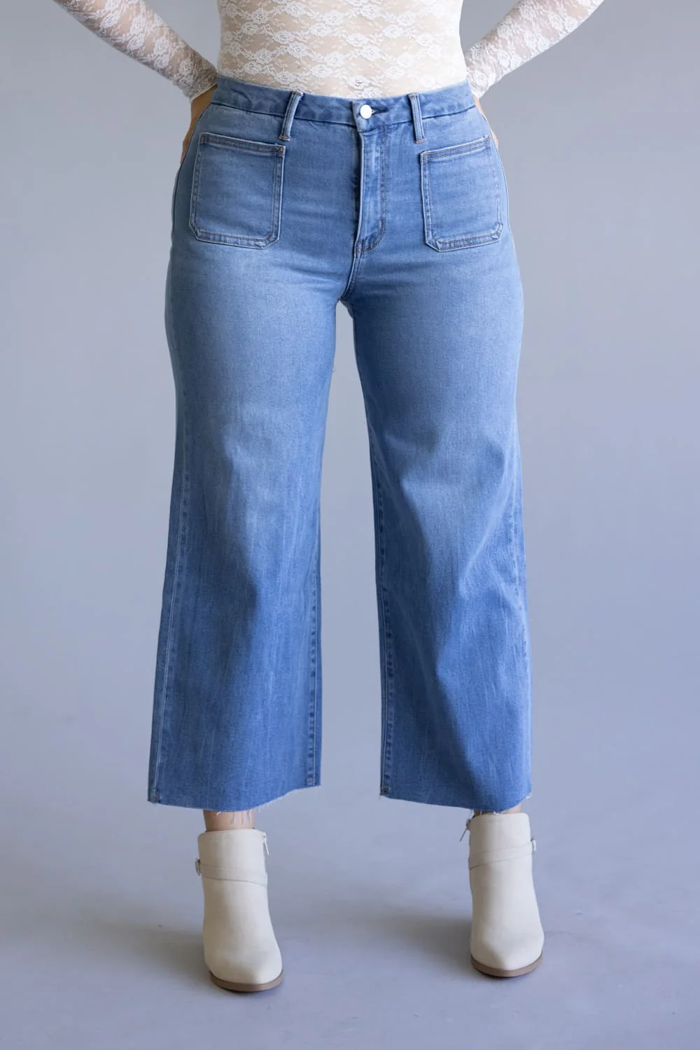 Vervet Super Soft High Rise Wide Crop Jeans for Women | T6947 - Image 4