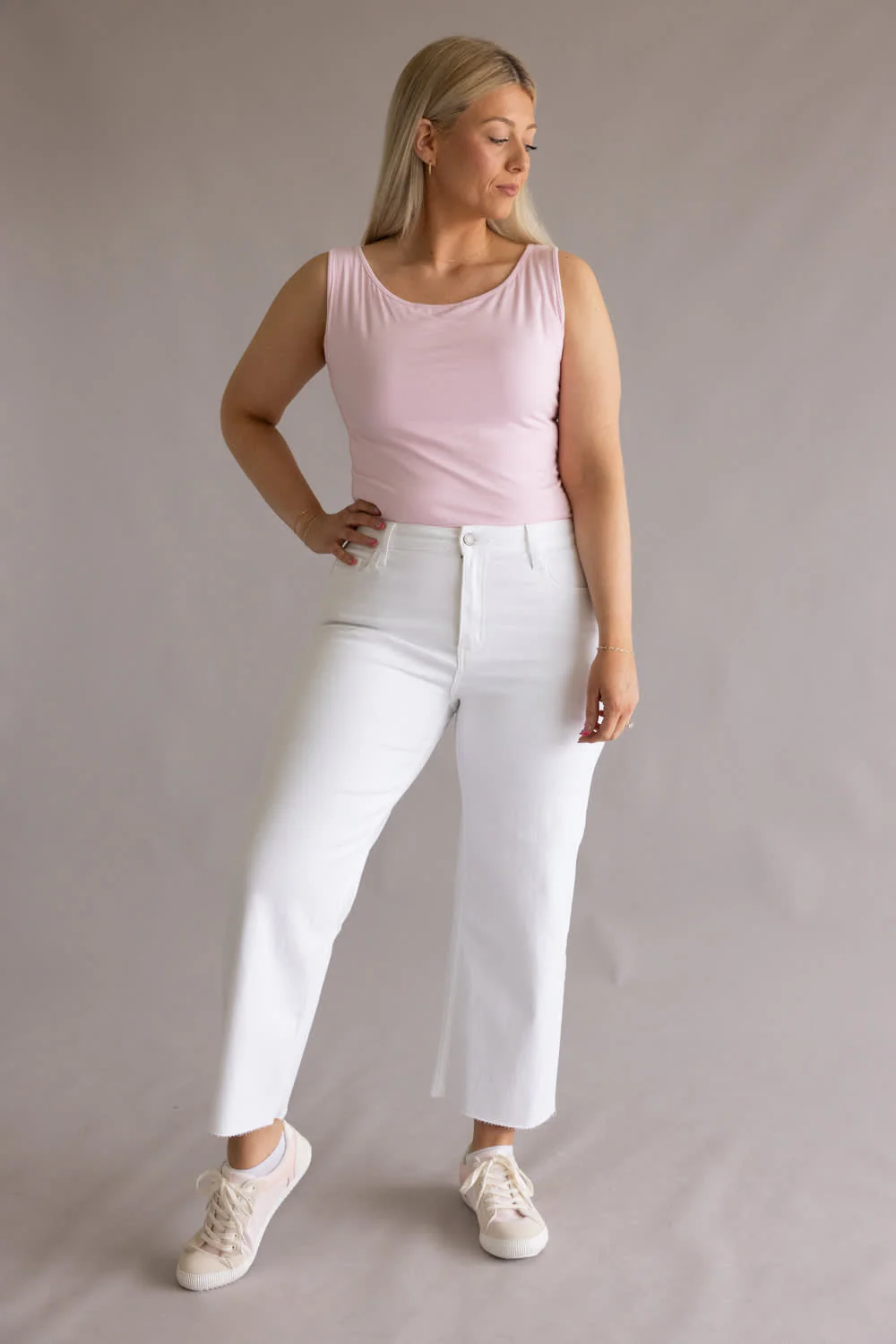 Vervet Wide Crop Jeans for Women in White | T5894WH - Image 2