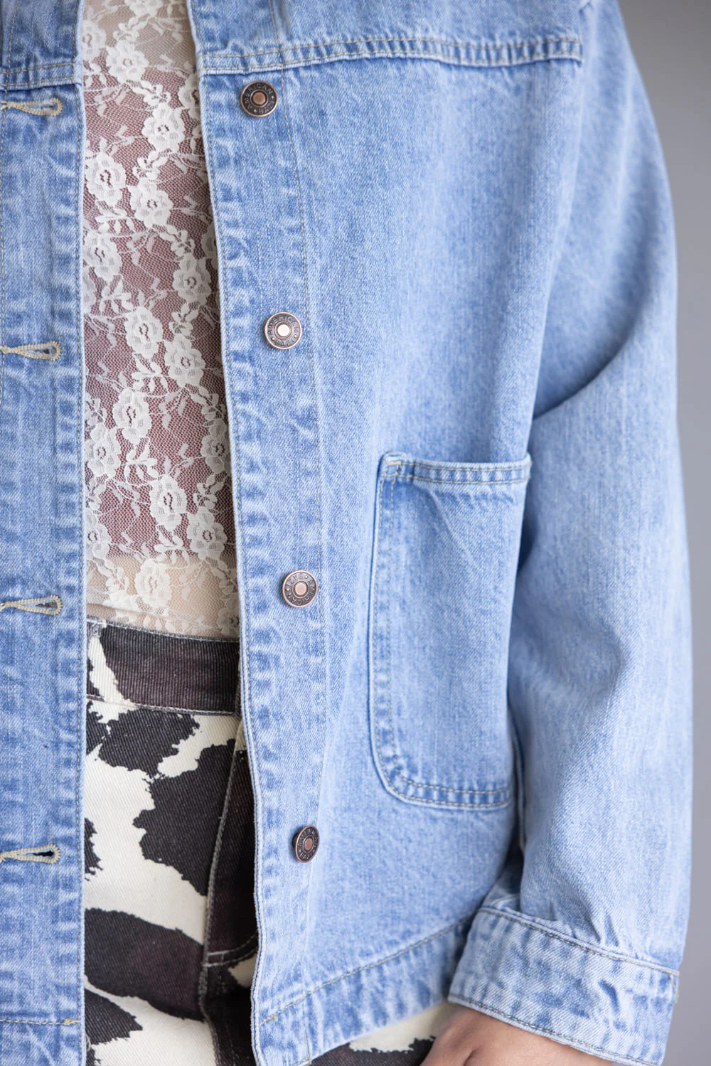 Vintage Denim Jacket for Women | RJK-9962-BLUEWASH - Image 4