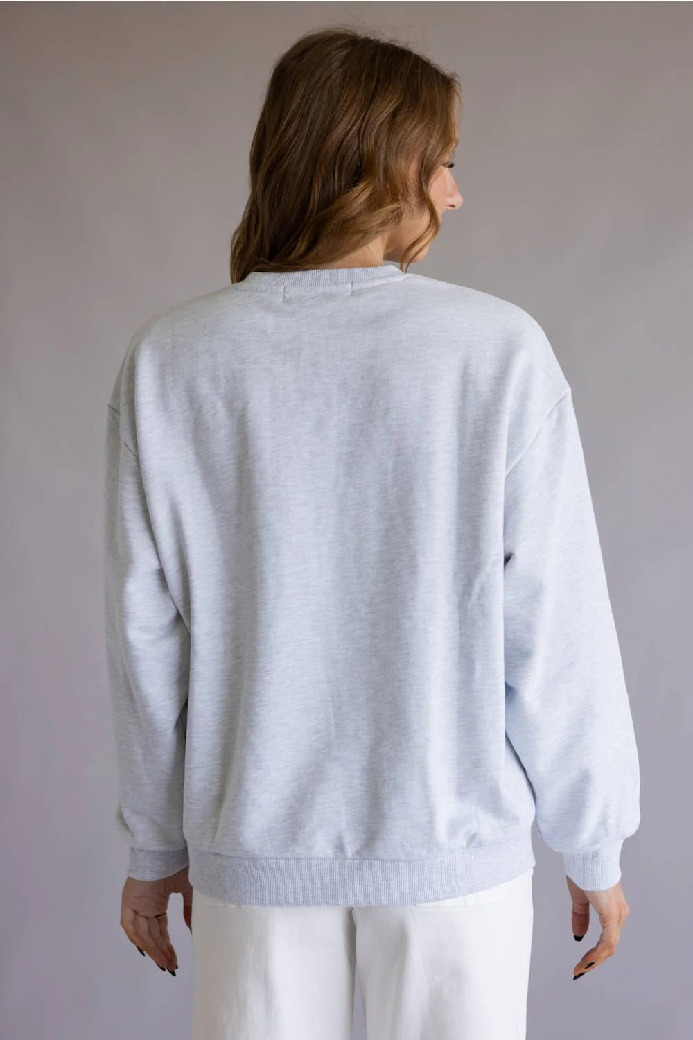 Vintage Havana Applique American Flag Sweatshirt for Women in Grey | B14117-GRY - Image 3