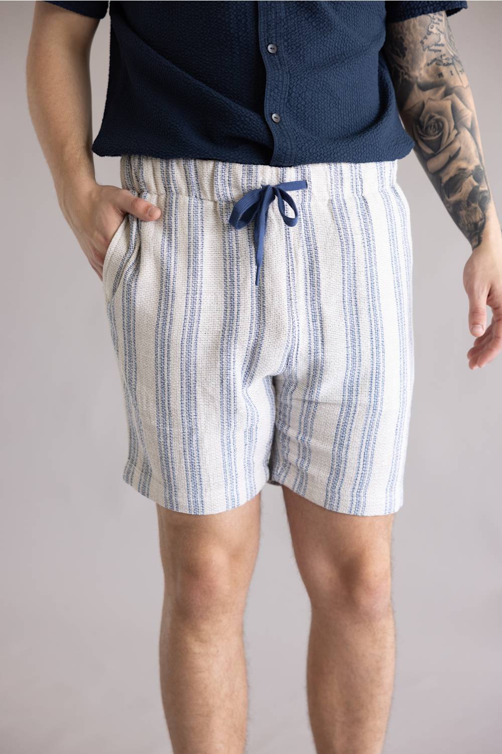 Vintage Summer Basketweave Shorts for Men in Sand | V85904 SAND STRIPE - Image 2