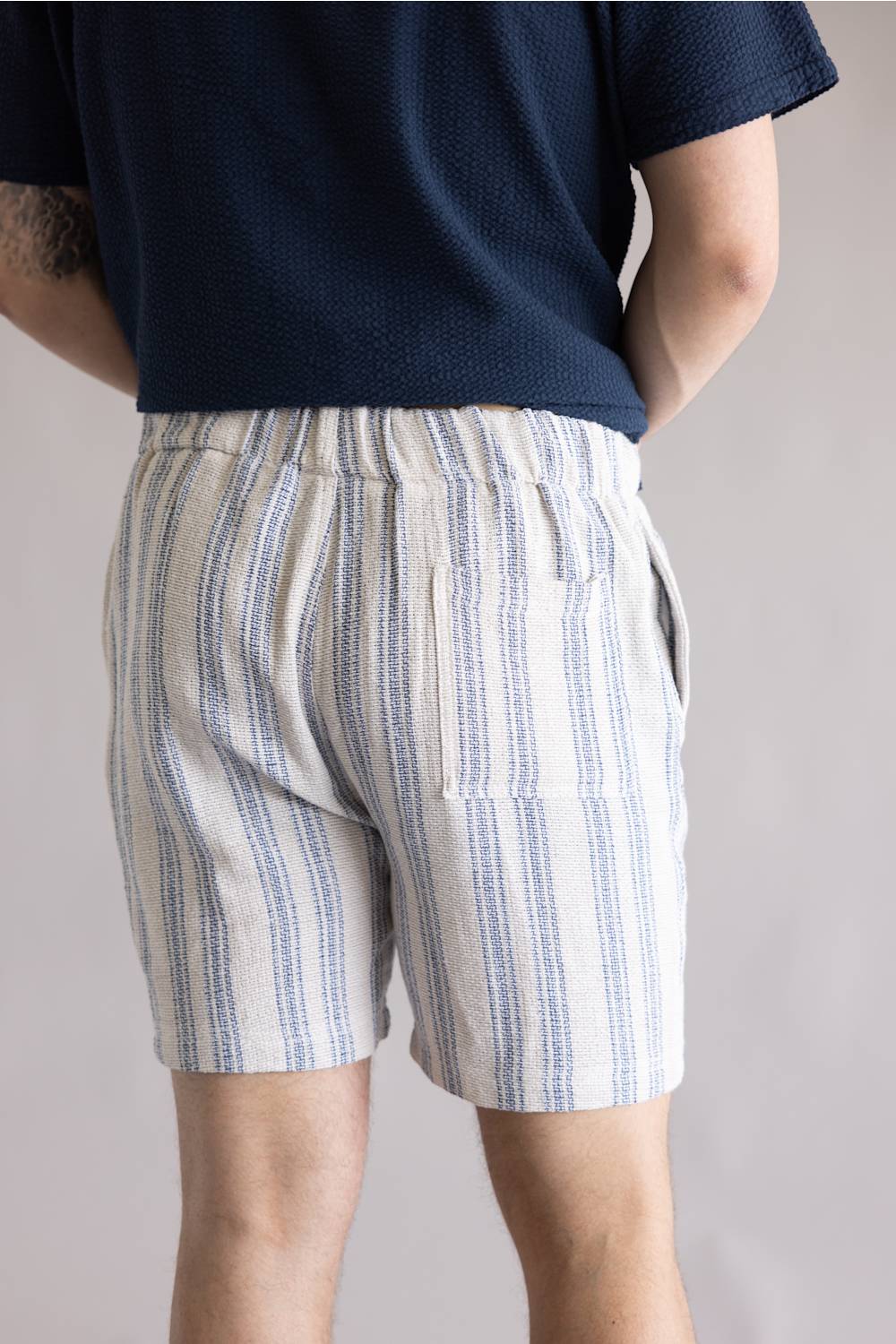 Vintage Summer Basketweave Shorts for Men in Sand | V85904 SAND STRIPE - Image 3