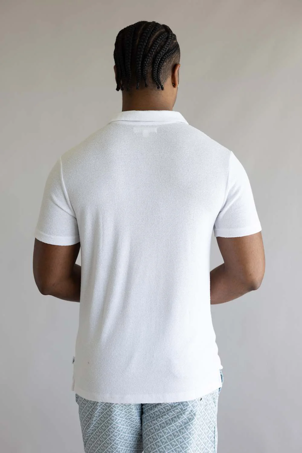 Vintage Summer Boucle Jersey Polo for Men in White | V67901 WHITE - Image 2