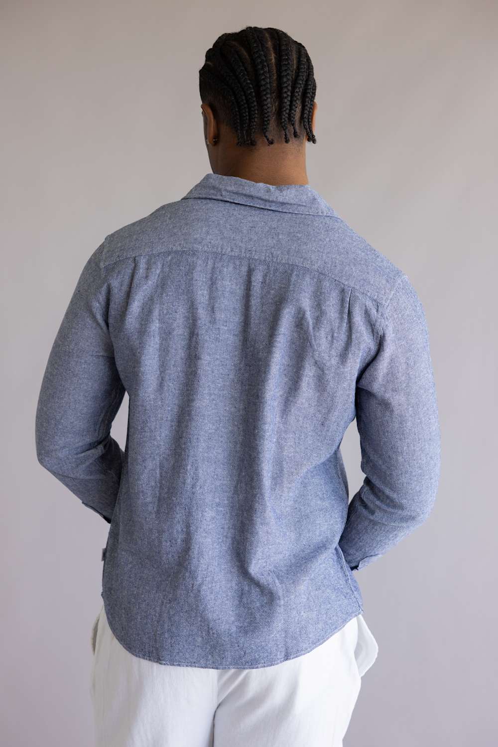 Vintage Summer Linen Button Up Shirt for Men in Navy | V62902 fNAVY - Image 4