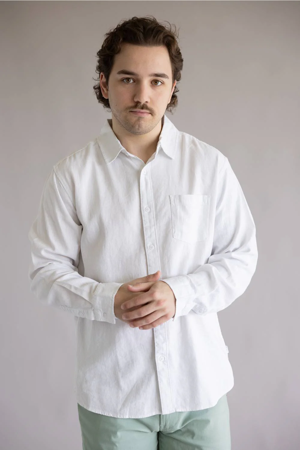 Vintage Summer Linen Button Up Shirt for Men in White | V62901 WHITE - Image 4
