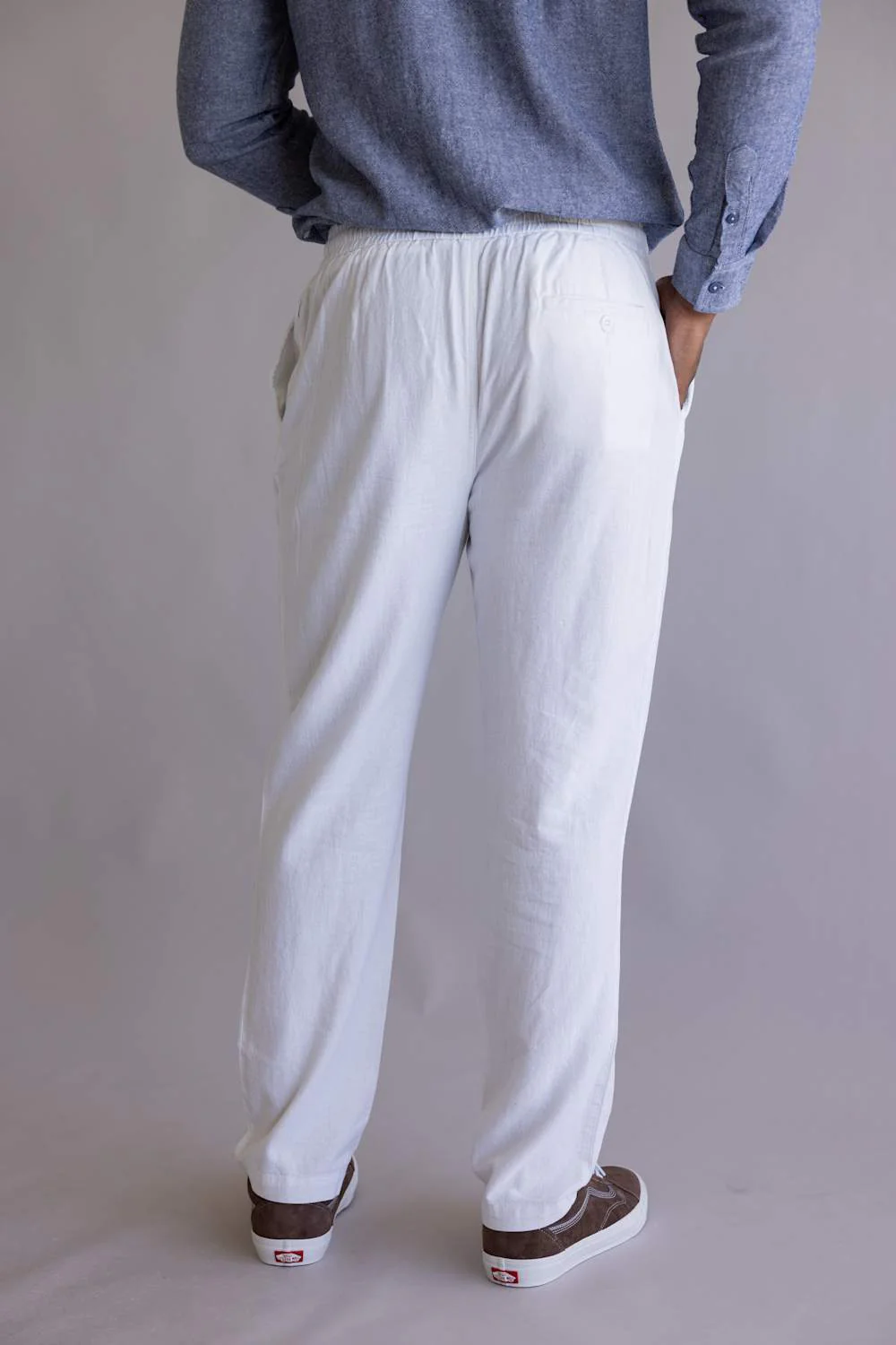 Vintage Summer Linen Pants for Men in White | V64901 WHITE - Image 3