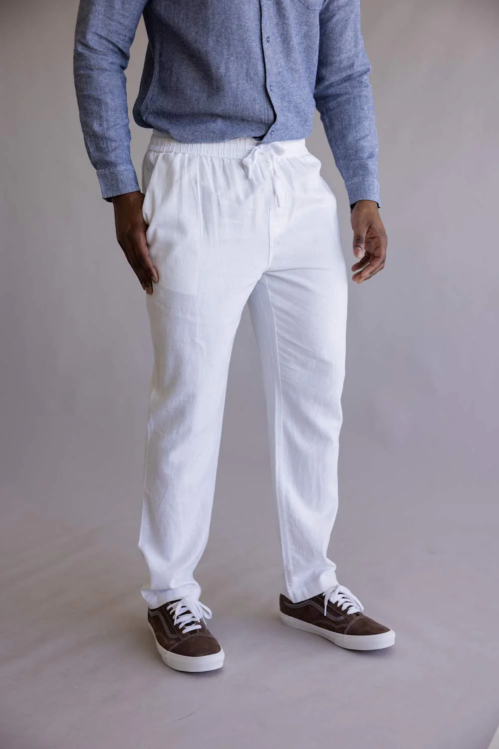 Vintage Summer Linen Pants for Men in White | V64901 WHITE - Image 5